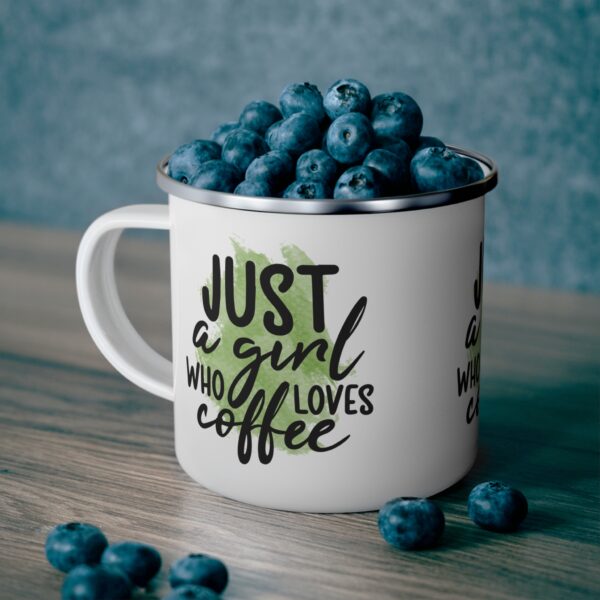 Just a Girl Who Loves Coffee Enamel Camping Mug - Perfect Gift for Nature Lovers and Coffee Enthusiasts - Image 5