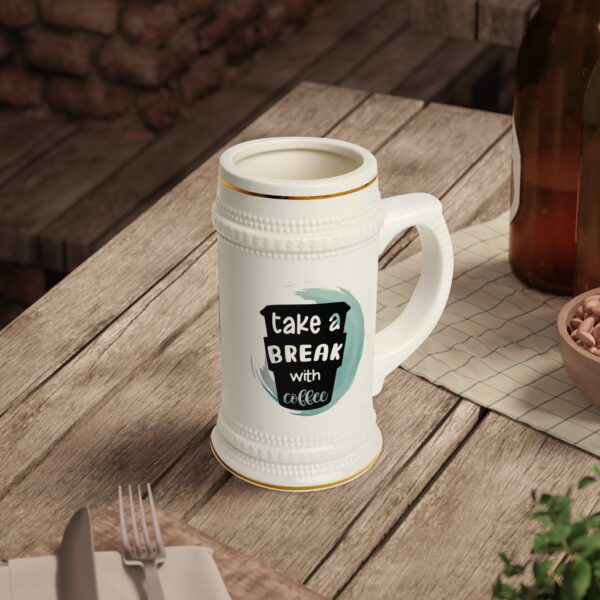 Coffee Lover's Beer Stein Mug - "Take a Break with Coffee"