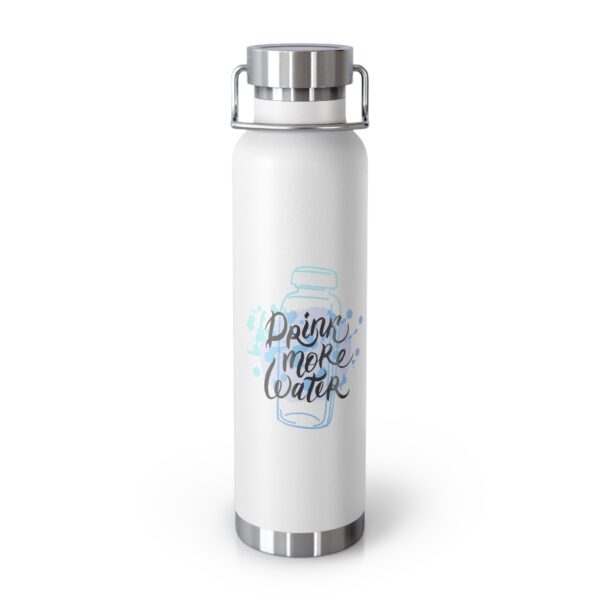 Stylish Insulated Water Bottle - "Drink More Water" Motivational Design - 22oz Copper Vacuum Flask