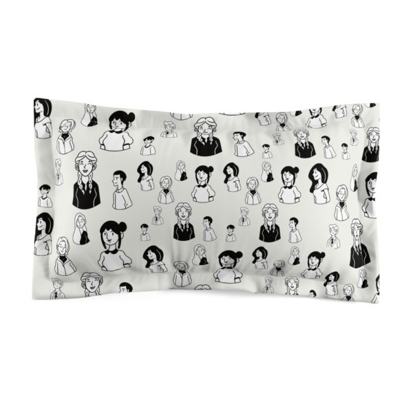 Artistic Microfiber Pillow Sham – Chic Girl Faces Design for Cozy Bedrooms