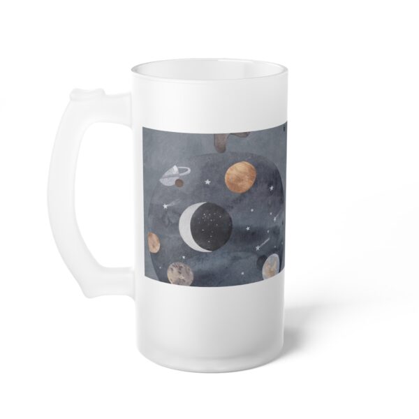 Celestial Themed Frosted Glass Beer Mug - Perfect for Space Lovers & Special Occasions - Image 3