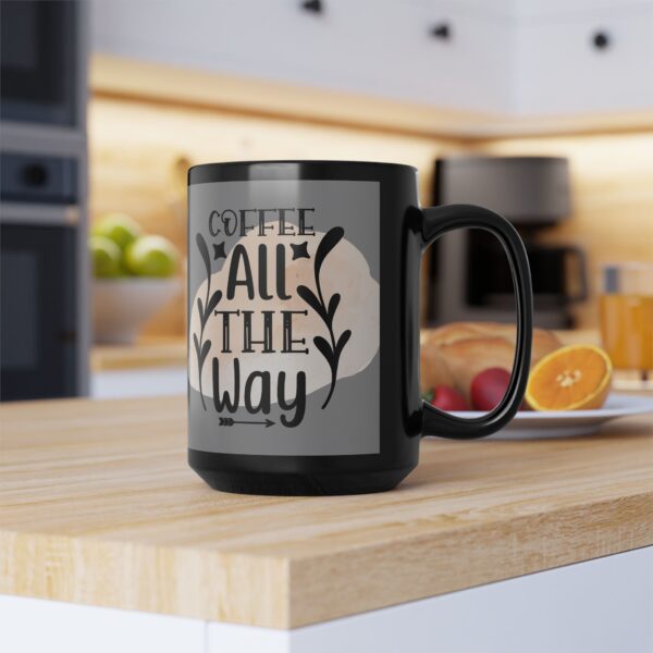 Cozy Coffee Black Mug - 15oz with Whimsical Design