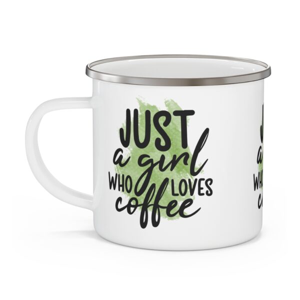 Just a Girl Who Loves Coffee Enamel Camping Mug - Perfect Gift for Nature Lovers and Coffee Enthusiasts - Image 4