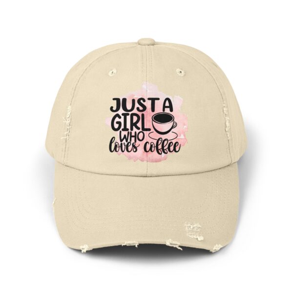 Just a Girl Who Loves Coffee Distressed Cap - Casual Style for Coffee Lovers - Image 2