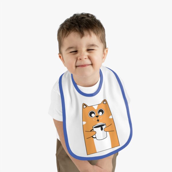 Cute Cat Print Baby Bib - Adorable Contrast Trim Feeding Bib - Image 3