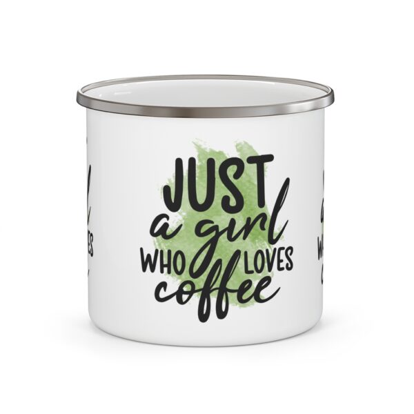 Just a Girl Who Loves Coffee Enamel Camping Mug - Perfect Gift for Nature Lovers and Coffee Enthusiasts - Image 2