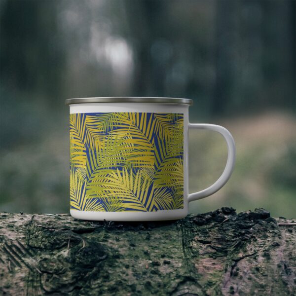 Tropical Palm Leaf Enamel Camping Mug - Adventure-Ready Travel Cup - Image 4