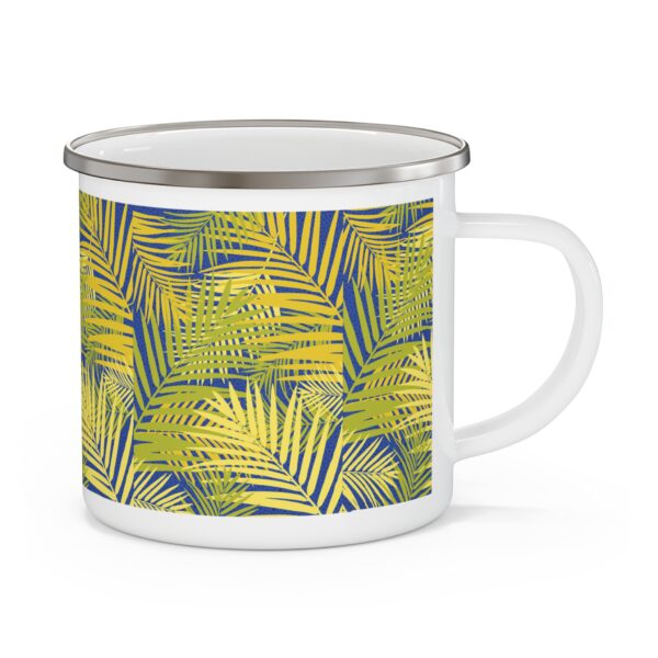 Tropical Palm Leaf Enamel Camping Mug - Adventure-Ready Travel Cup - Image 2