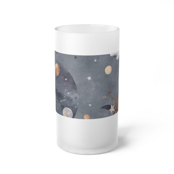 Celestial Themed Frosted Glass Beer Mug - Perfect for Space Lovers & Special Occasions