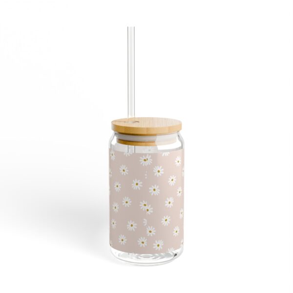 Daisy Print Sipper Glass - 16oz Eco-Friendly Drinkware - Image 4