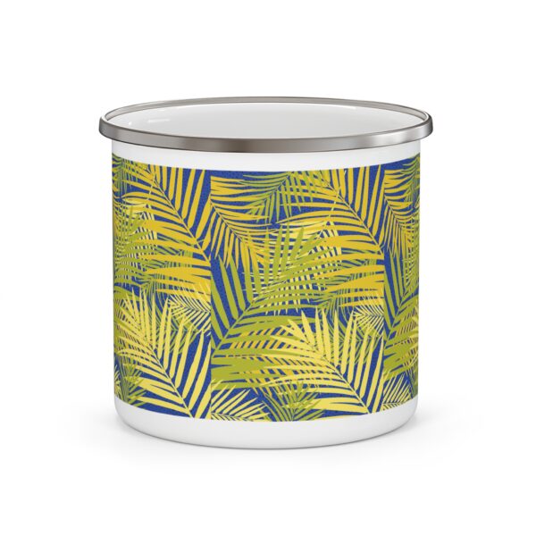 Tropical Palm Leaf Enamel Camping Mug - Adventure-Ready Travel Cup