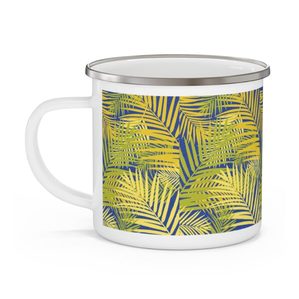 Tropical Palm Leaf Enamel Camping Mug - Adventure-Ready Travel Cup - Image 3