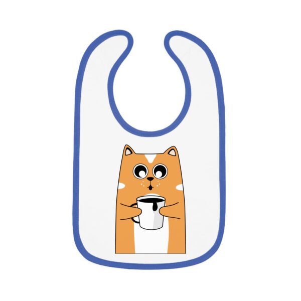 Cute Cat Print Baby Bib - Adorable Contrast Trim Feeding Bib