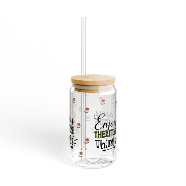 Enjoy the Little Things Sipper Glass - 16oz Mason Jar with Bamboo Lid and Straw - Image 5