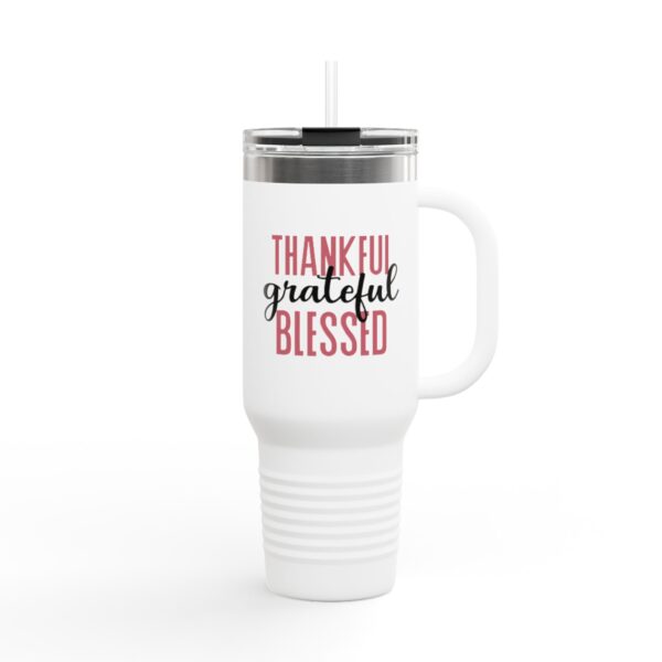 Thankful Grateful Blessed Insulated Travel Mug - 40oz for On-the-Go Hydration - Image 2