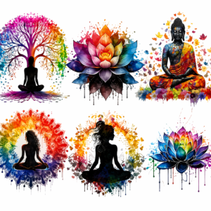 6PCS Yoga Meditation Iron-On Patches – Colorful Lotus & Buddha Vinyl Heat Transfer Stickers for Clothing & Accessories