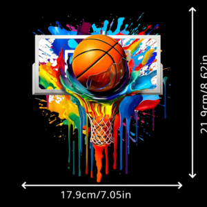 Color Splash Basketball Heat Transfer Sticker – Drip Dunk Vinyl Iron-On Patch for Clothing & Accessories
